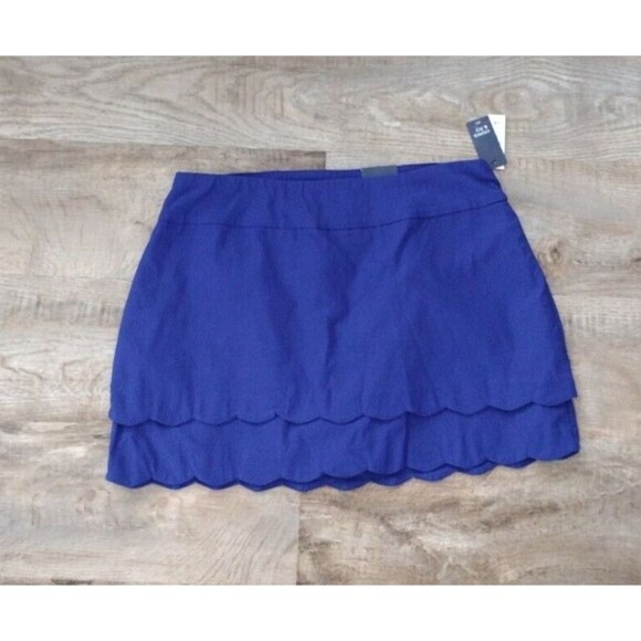 Crown & Ivy Royal Blue New Double Scalloped Hem Blue stretch‎ pull-on Skort 14W - Picture 1 of 11